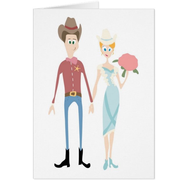 Groom as sheriff tar hans Land Bride Hälsningskort (Framsidan)