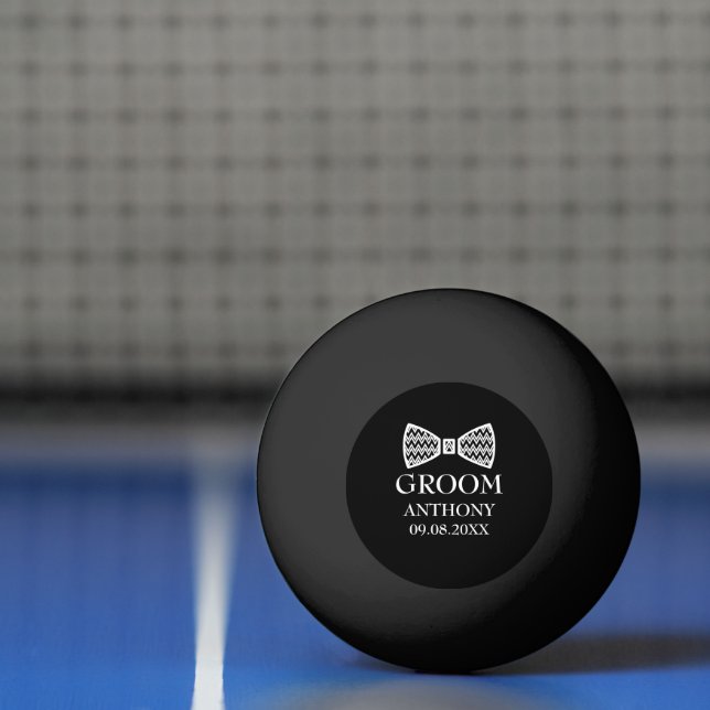 Groom Bachelor Party Black Modern Bröllop Pingisboll (Netto)