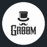 Groom Bachelor Party Top hat Bröllop Funny Matchin Runt Klistermärke<br><div class="desc">Groom Bachelor Party Top hat Bröllop Funny Matching Group</div>