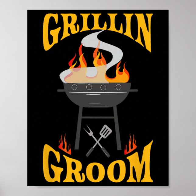 Groom Bbq Grill Smoker and Barbecue Chef Poster (Framsidan)