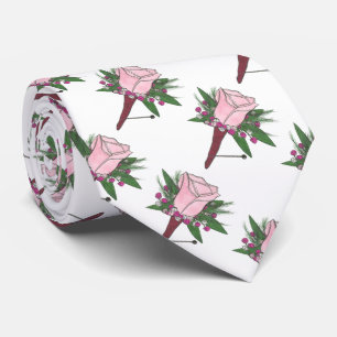 Groom Best Man Bröllop Ro Boutonniere Tie Slips