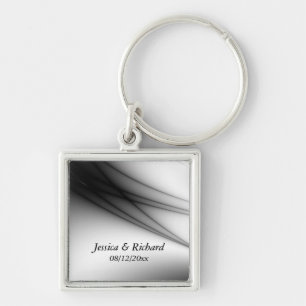 Groom Black and White Anpassningsbar Keychains Fyrkantig Silverfärgad Nyckelring