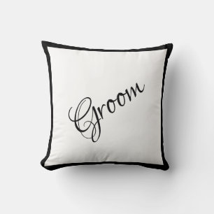 Groom Black Script Elegant bröllop Keepsaké Kudde