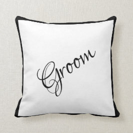 Groom Black Script Elegant bröllop Keepsaké Kudde