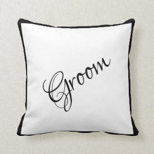 Groom Black Script Elegant bröllop Keepsaké Kudde