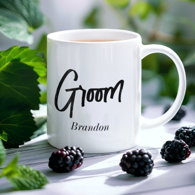 Groom Black White Bröllop Mugg (Skapare uppladdad)
