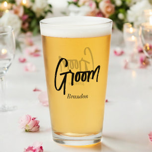 Groom Black White-skript Bröllop Glaskopp