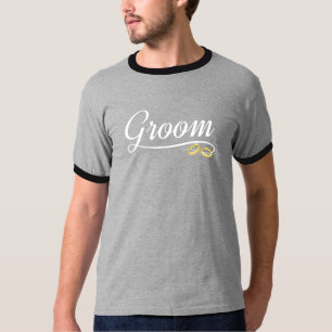 Groom Blommigt Bröllop Calligraphy Ringer Shirt T
