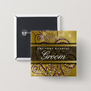 GROOM Boho Lila Spiral Guld Chic Bröllop Knapp