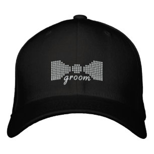 Groom Bow Tie Broderad Keps