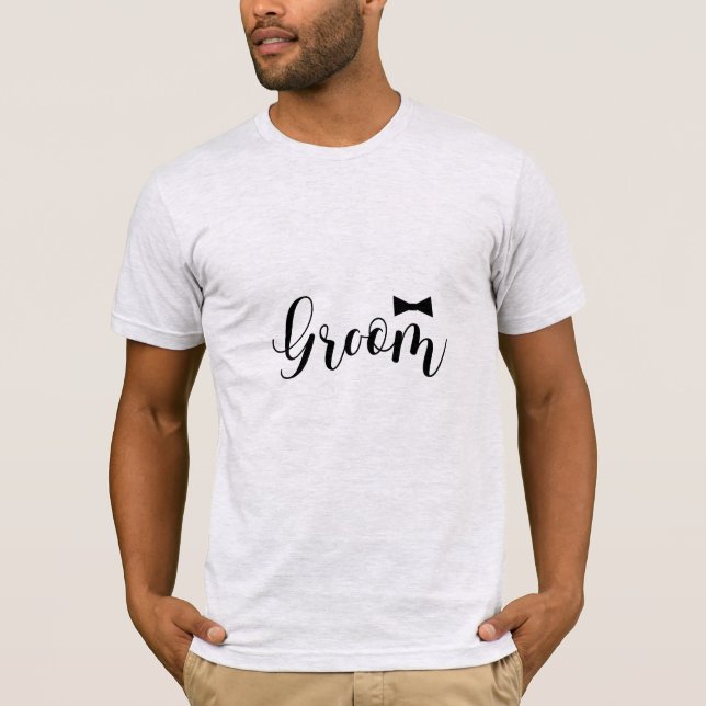 Groom Bowtie Bröllop Bachelor T Shirt (Framsida)