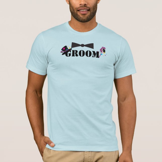 Groom Bowtie Plum Ro Stars Top hat T-shirts (Framsida)