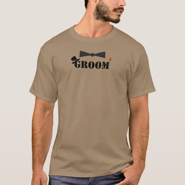 Groom Bowtie Röd ros T-shirts (Framsida)