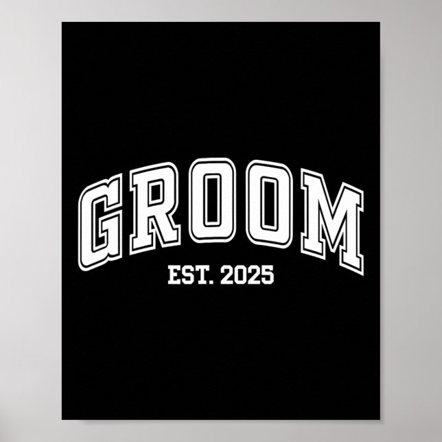 Groom Bride Est. 2025 Retro Ny gifta Par W Poster (Framsidan)