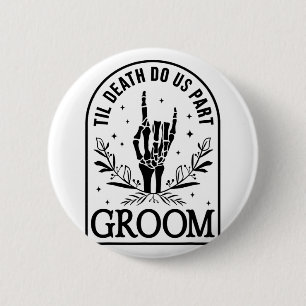 Groom Bride Förlovning Bröllop Halloween lite Mors Knapp