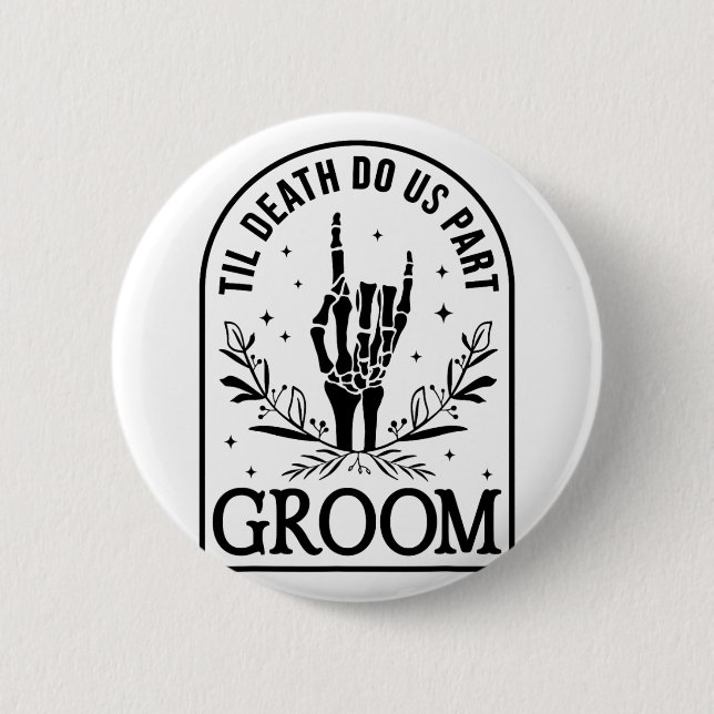 Groom Bride Förlovning Bröllop Halloween lite Mors Knapp (Framsida)