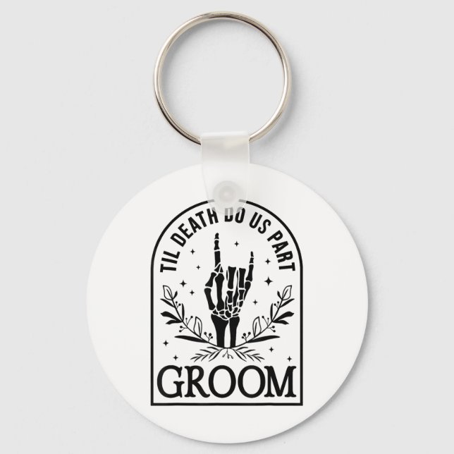 Groom Bride Förlovning Bröllop Halloween lite Mors Nyckelring (Framsida)