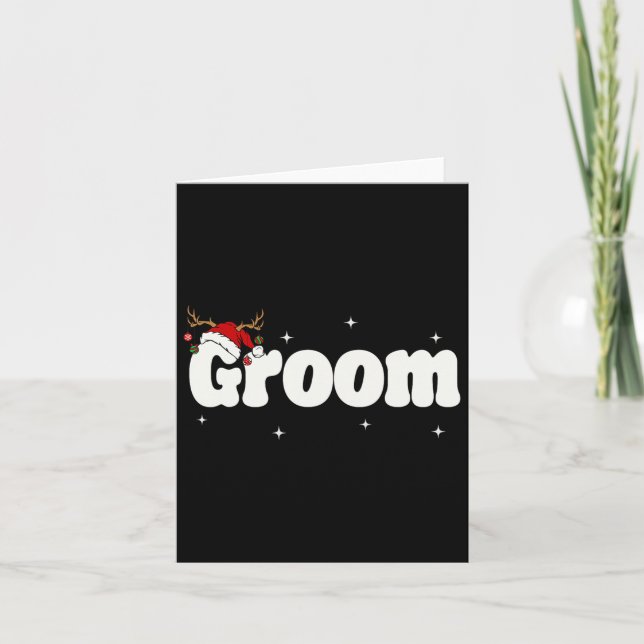 Groom Bride Santa Par julutseenden Julafton P Kort (Framsida)