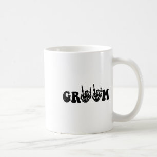 Groom Bride Skeleton Gothic Halloween Bröllop Bach Kaffemugg