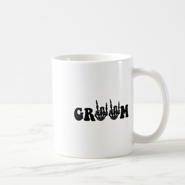Groom Bride Skeleton Gothic Halloween Bröllop Bach Kaffemugg (Höger)