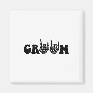 Groom Bride Skeleton Gothic Halloween Bröllop Bach Magnet