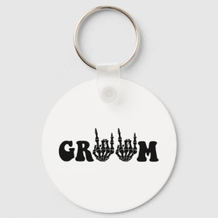 Groom Bride Skeleton Gothic Halloween Bröllop Bach Nyckelring