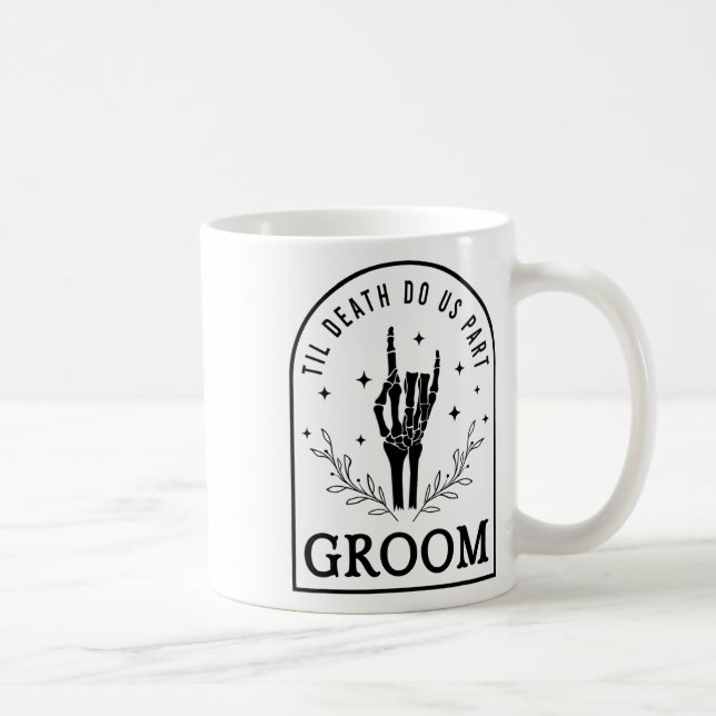 Groom Bride Skeleton Gothic Halloween Förlovning W Kaffemugg (Höger)