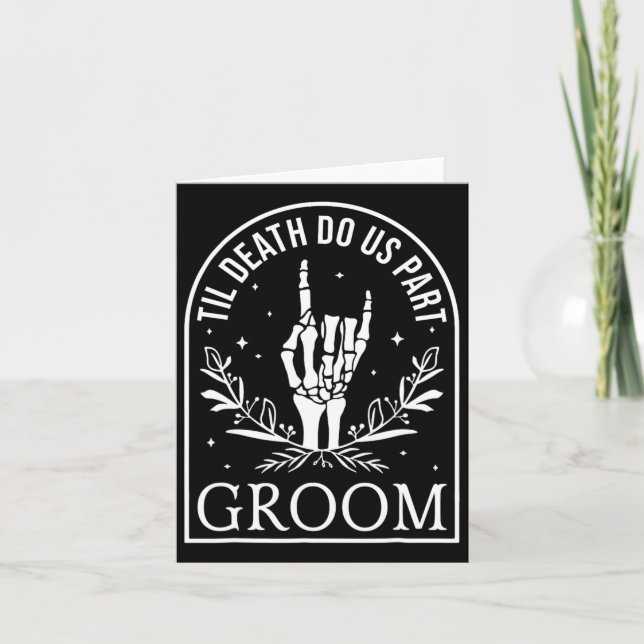 Groom Bride Skeleton Gothic Halloween Förlovning W Kort (Framsida)