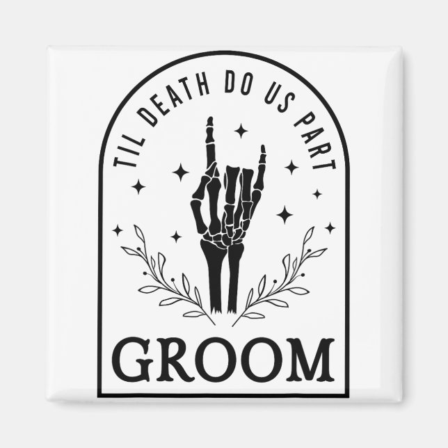 Groom Bride Skeleton Gothic Halloween Förlovning W Magnet (Framsidan)