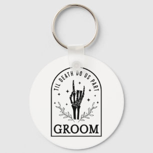 Groom Bride Skeleton Gothic Halloween Förlovning W Nyckelring