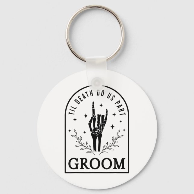Groom Bride Skeleton Gothic Halloween Förlovning W Nyckelring (Framsida)