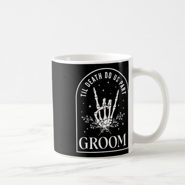 Groom Bride Skeleton Sten Hand Par Bröllop Hal Kaffemugg (Höger)