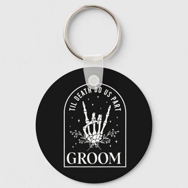 Groom Bride Skeleton Sten Hand Par Bröllop Hal Nyckelring (Framsida)