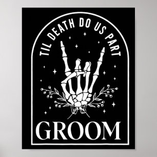 Groom Bride Skeleton Sten Hand Par Bröllop Hal Poster