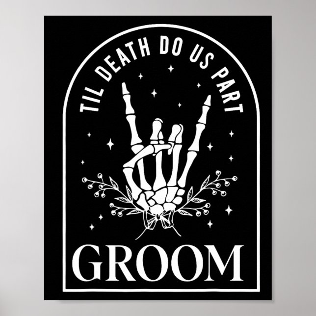 Groom Bride Skeleton Sten Hand Par Bröllop Hal Poster (Framsidan)