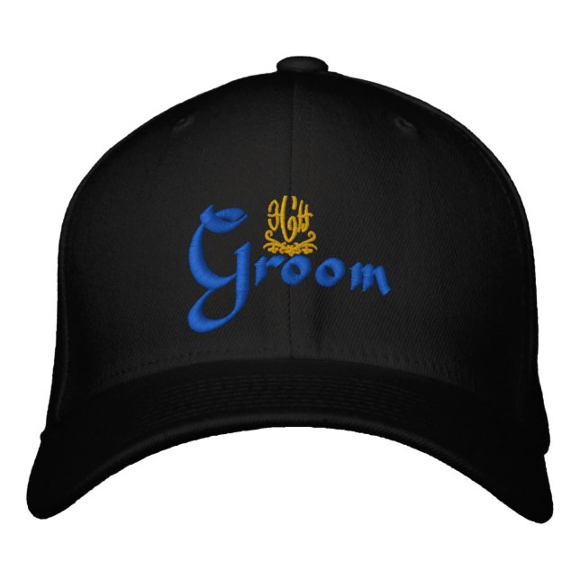 Groom Bröllop Black Broderad Keps (Framsida)