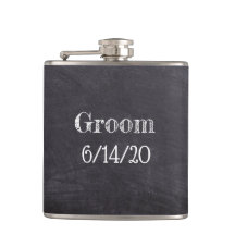 Groom Bröllop Black Chalkboard Whisky-kolv
