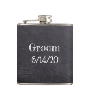 Groom Bröllop Black Chalkboard Whisky-kolv Fickplunta