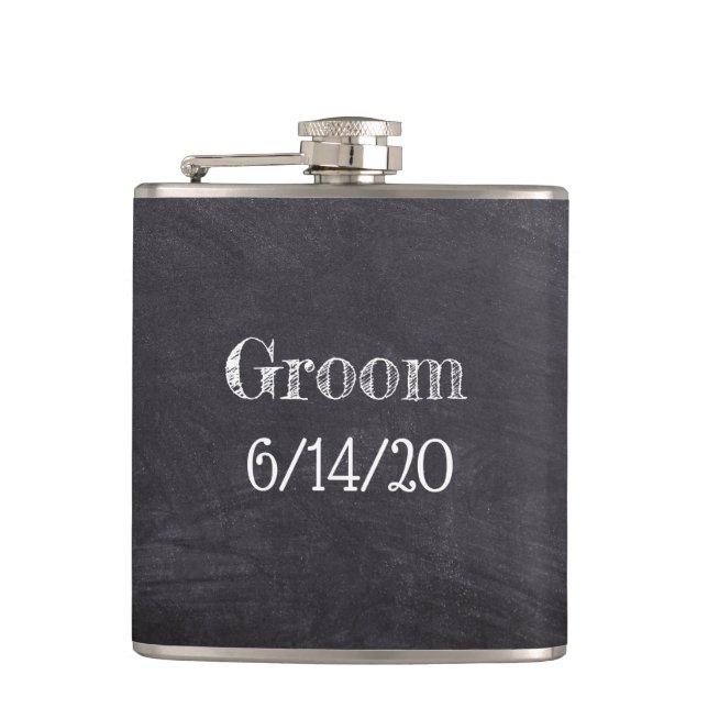 Groom Bröllop Black Chalkboard Whisky-kolv Fickplunta (Framsidan)