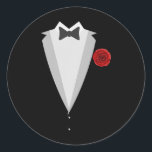 Groom Bröllop Costume Black Tie Funny Bachelor Par Runt Klistermärke<br><div class="desc">Groom Bröllop Costume Black Tie Funny Bachelor Party Tuxedo</div>