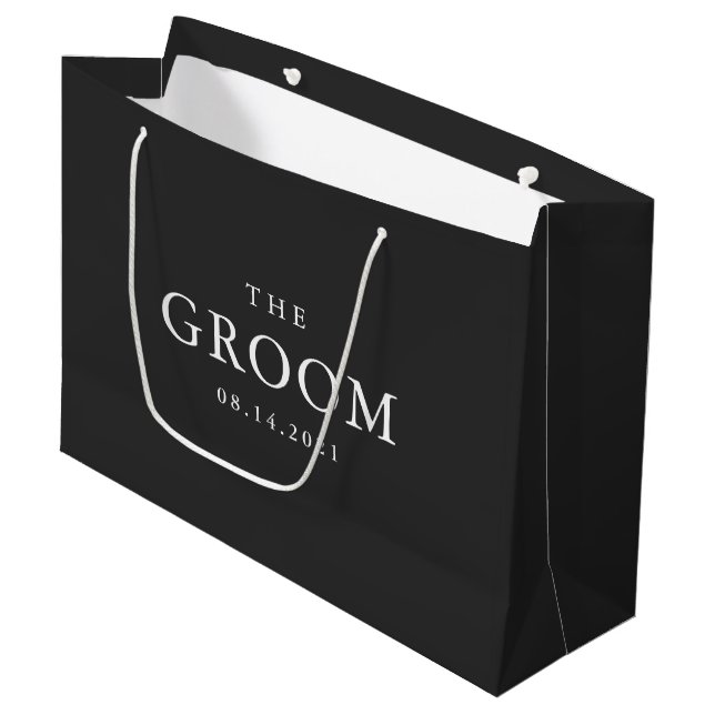 Groom Bröllop Simple Classic Black and White (Framsidan Vinklad)