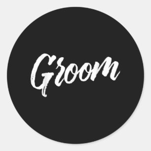 Groom Bröllop _ Vitpennstreck, tonad text Runt Klistermärke