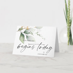 Groom Bröllopsdag Bride Vår Forever börjar i dag Kort