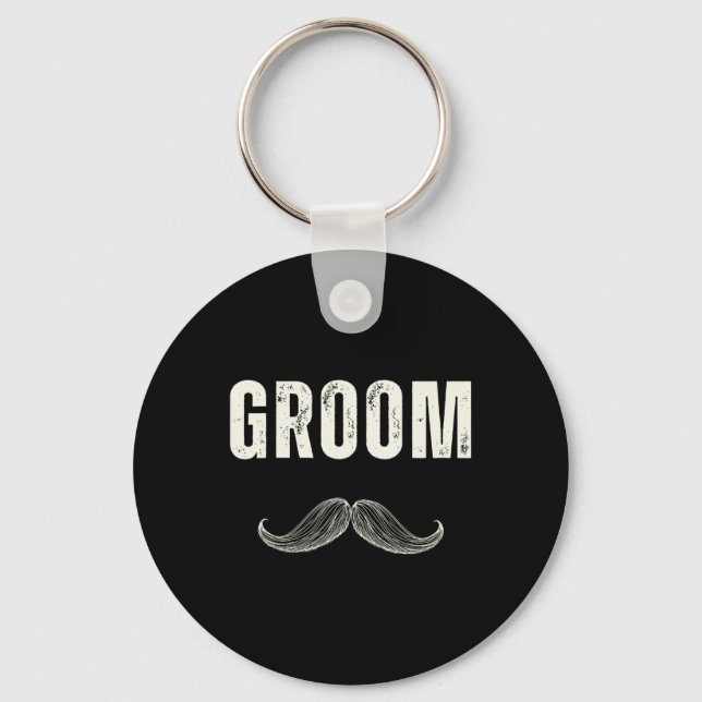 Groom Costume with Mustache - Grooms Party Nyckelring (Framsida)