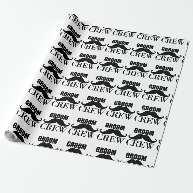Groom Crew Bachelor Party Bröllop Black Gift Presentpapper (Utrullad)
