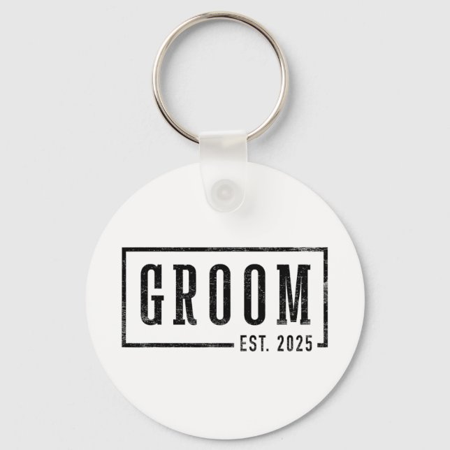 Groom Est 2025 Framtida Make-bidrag till presenter Nyckelring (Framsida)
