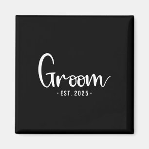 Groom Est 2025 Married Bröllop Brudens sida Bachel Magnet