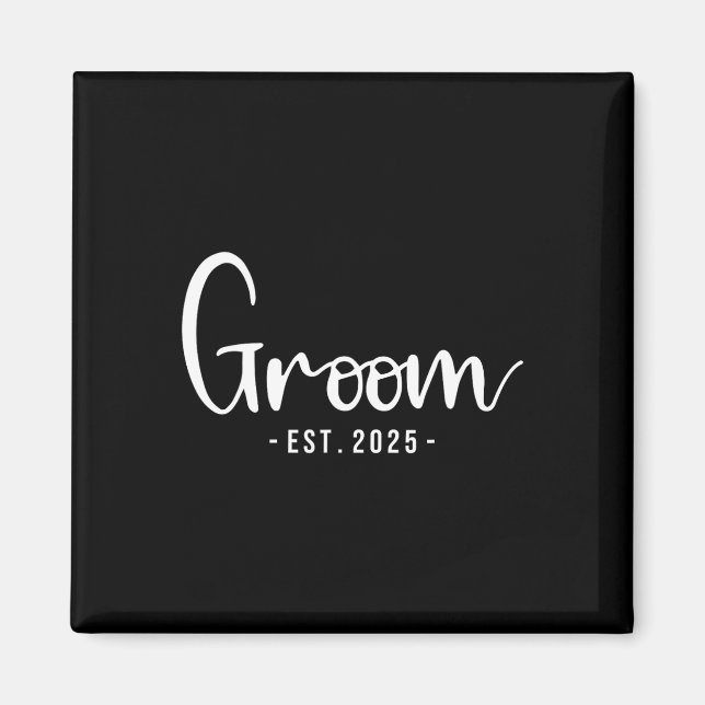 Groom Est 2025 Married Bröllop Brudens sida Bachel Magnet (Framsidan)