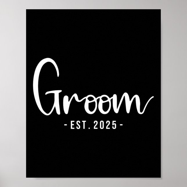 Groom Est 2025 Married Bröllop Brudens sida Bachel Poster (Framsidan)
