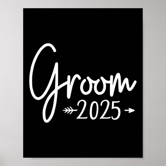 Groom Est 2025 Married Bröllop Förlovning Komma Poster (Framsidan)